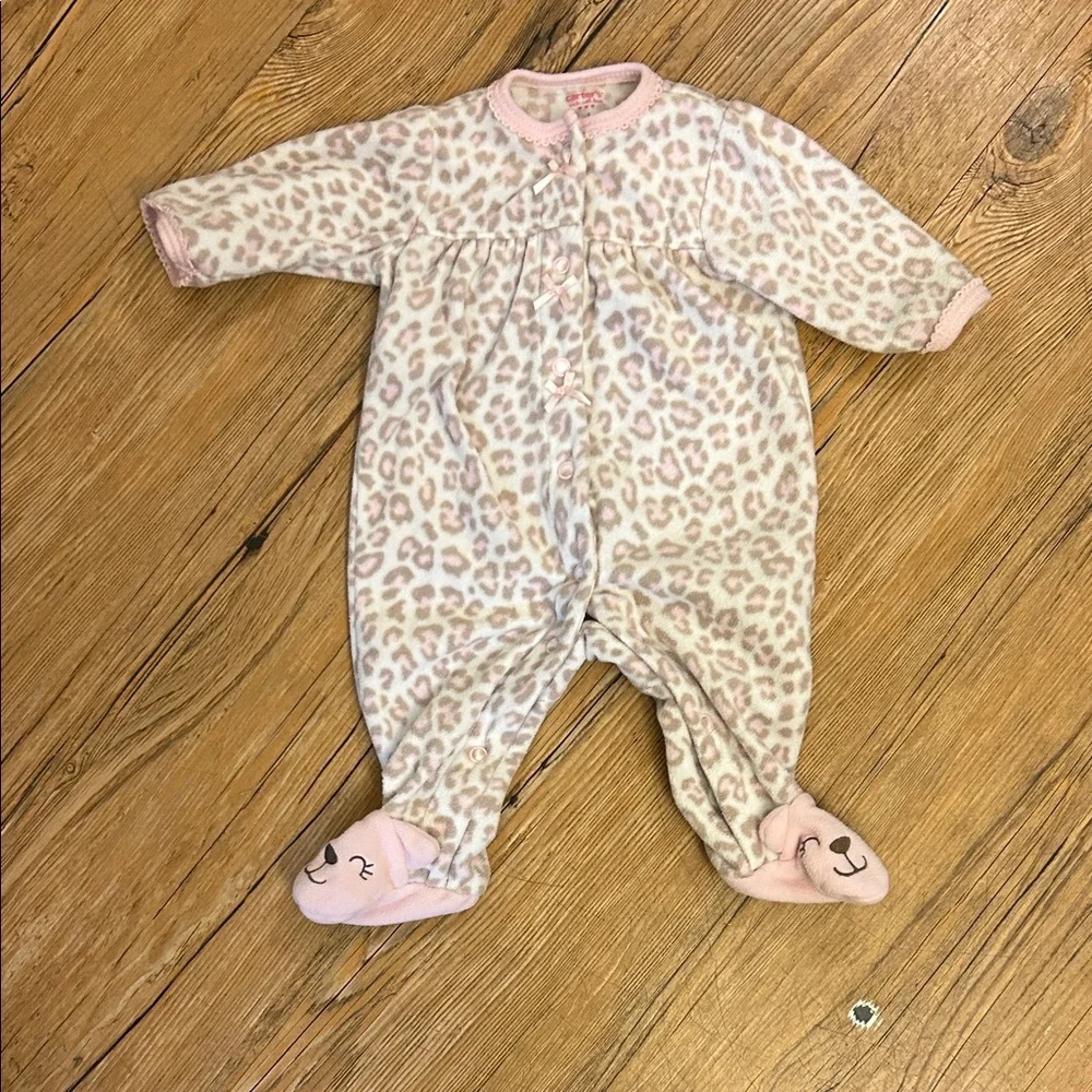 Carters Pink Leopard Print Kids One Piece NB